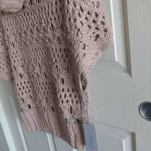 Jennifer Lopez Cap Sleeve Open Weave Shimmer Cowl Neck Sweater - Picture 3 of 8